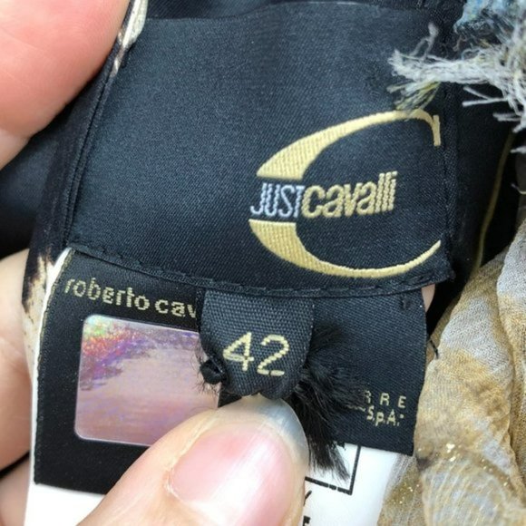 Just Cavalli Roberto black silk corset off shoulder Boa Scarf ruffle  neck Dress - Picture 4 of 13